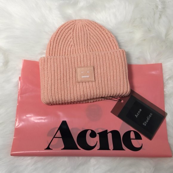 Acne Studios Pink Pansy N Face Beanie - Picture 1 of 6